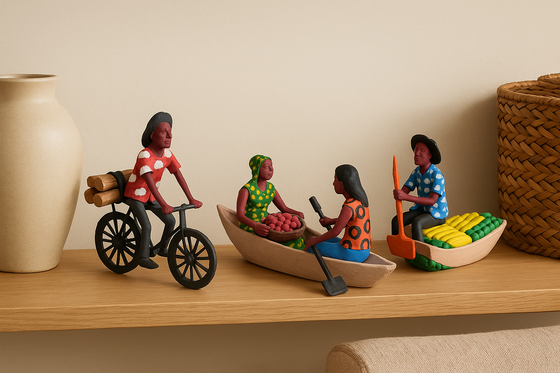 Papa Biking Firewood to Market – Papier-Mâché Sculpture